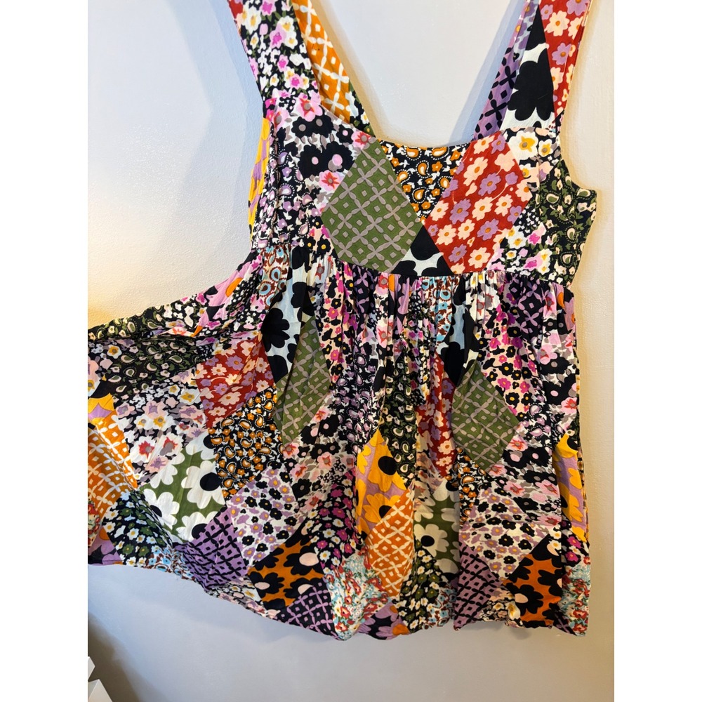 Natural Life Floral Patchwork Print Babydoll Dress S Boho Artsy